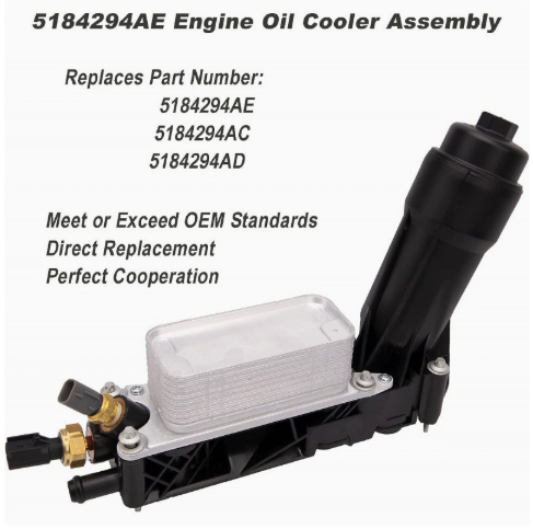 5184294AE Replace engine oil cooler assembly filter housing adapter